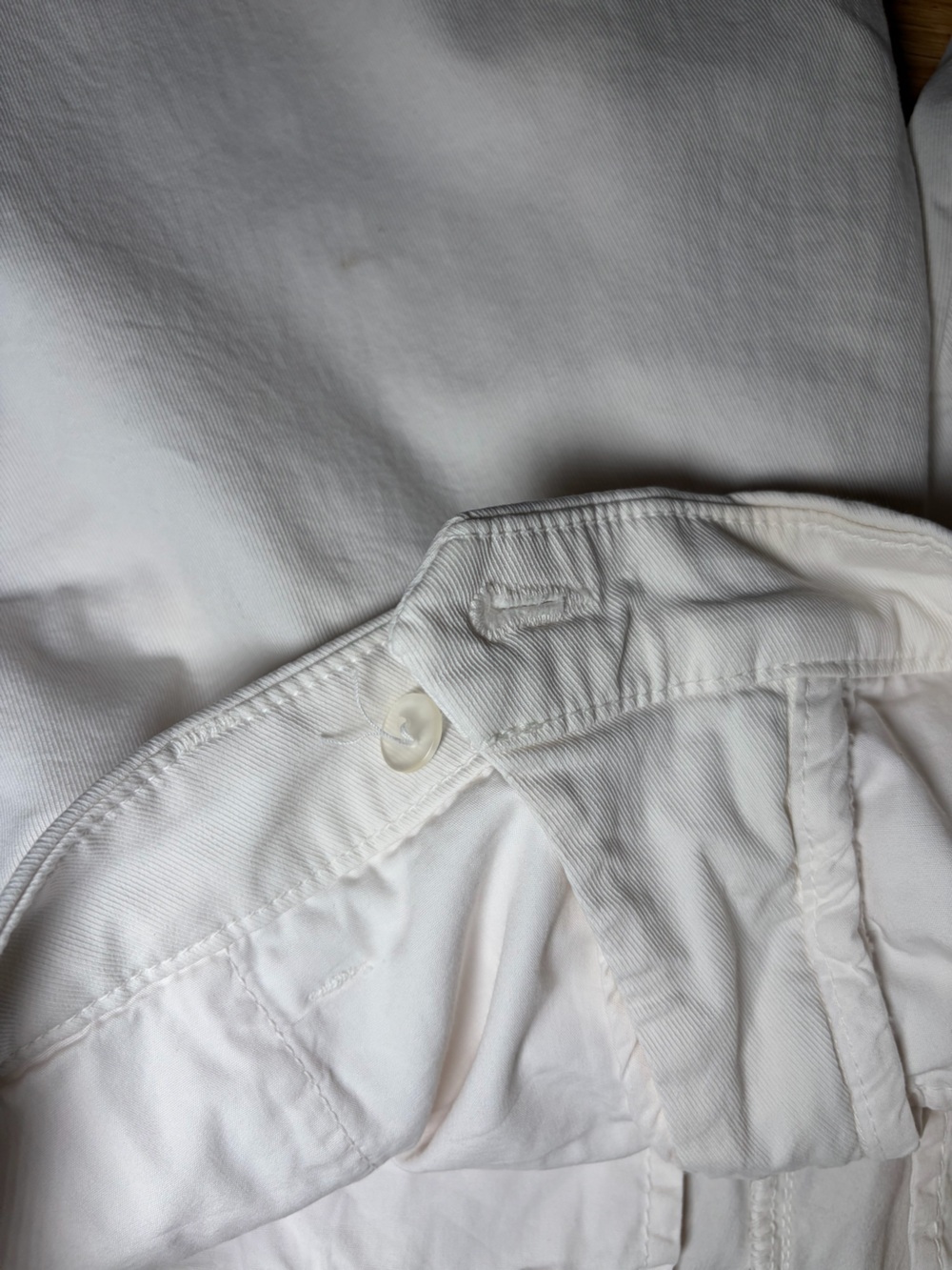 Frank & Eileen Wicklow Italian Cotton Chino Cropped Pants White 8 Raw Hem - Picture 8 of 8